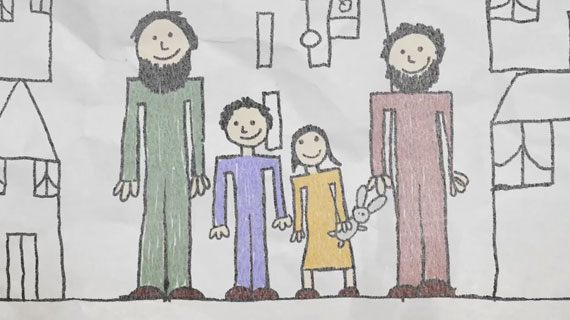 With drawings of hope for the future of Syrian children
